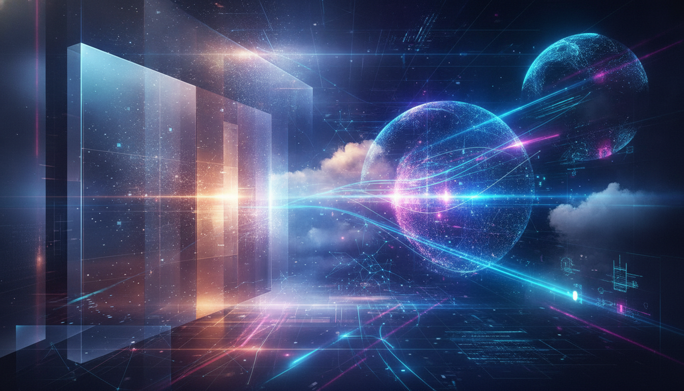 Abstract representation of extended reality (XR) and AI transforming global event experiences.