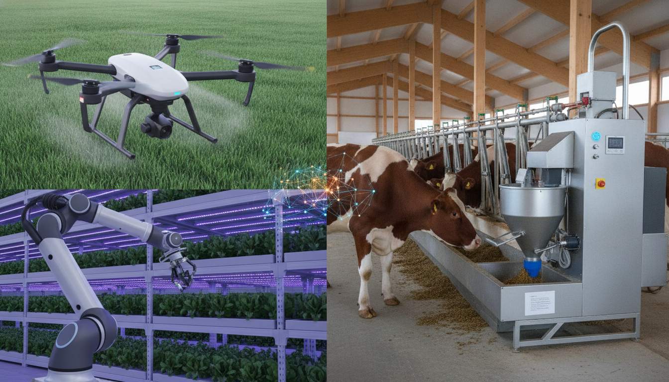 Technological comparison of precision crop farming and intelligent animal husbandry systems.