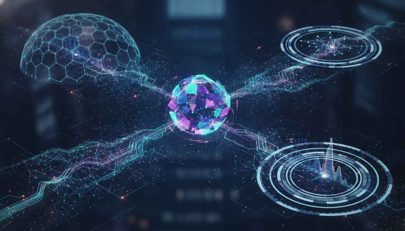 Visualizing advanced virtual event platform features, including AI-driven analytics and global interactive engagement.