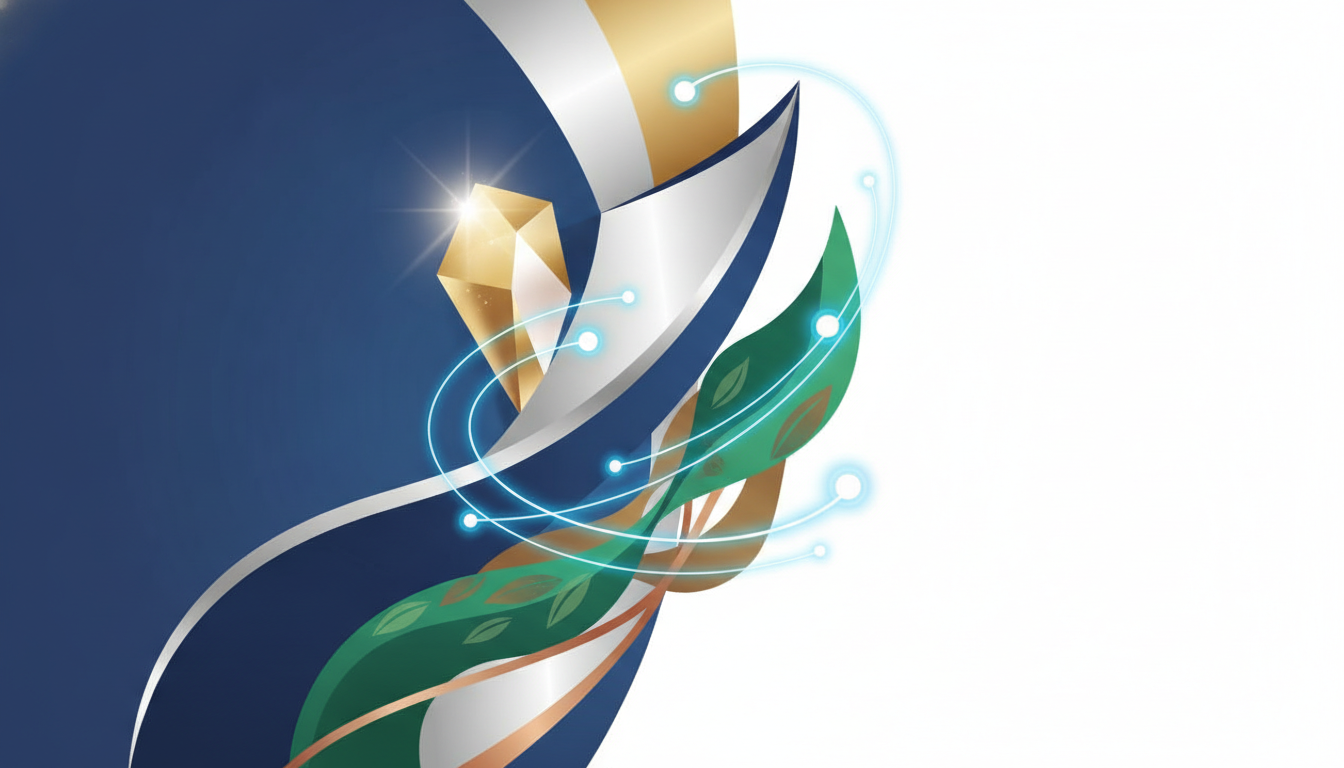 Abstract illustration depicting the interconnectedness and growth of diverse industries like luxury, construction, food, and technology in the Middle East.