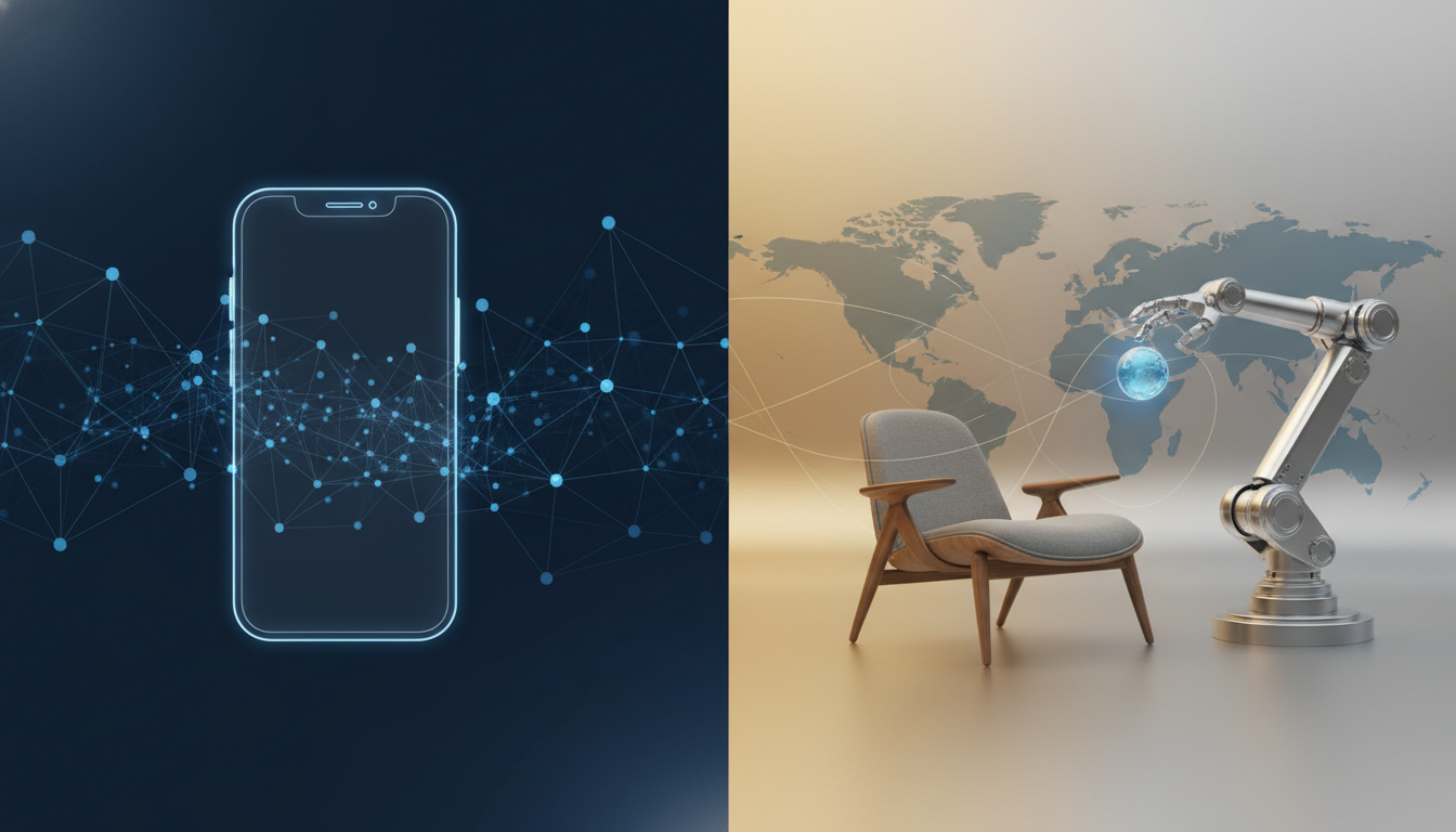 Abstract representation of global trade show diversity, linking technology and design.